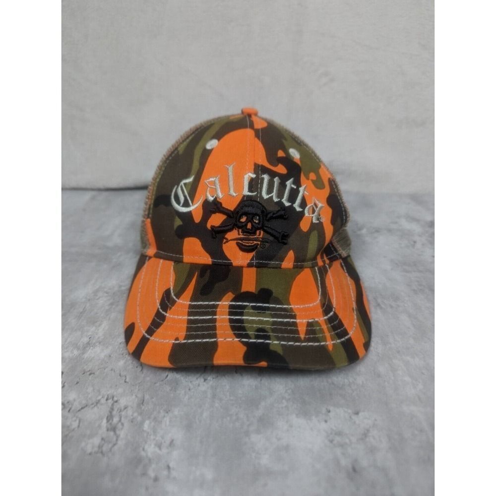 Calcutta Ball Cap Fishing Gear Hat Orange Camo Embroidered Mesh Snapback‎ Adult